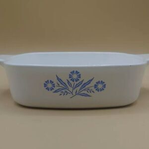 Corning Ware Casserole Dish A-1, 1 Quart Cornflower Blue White Flowers No Lid